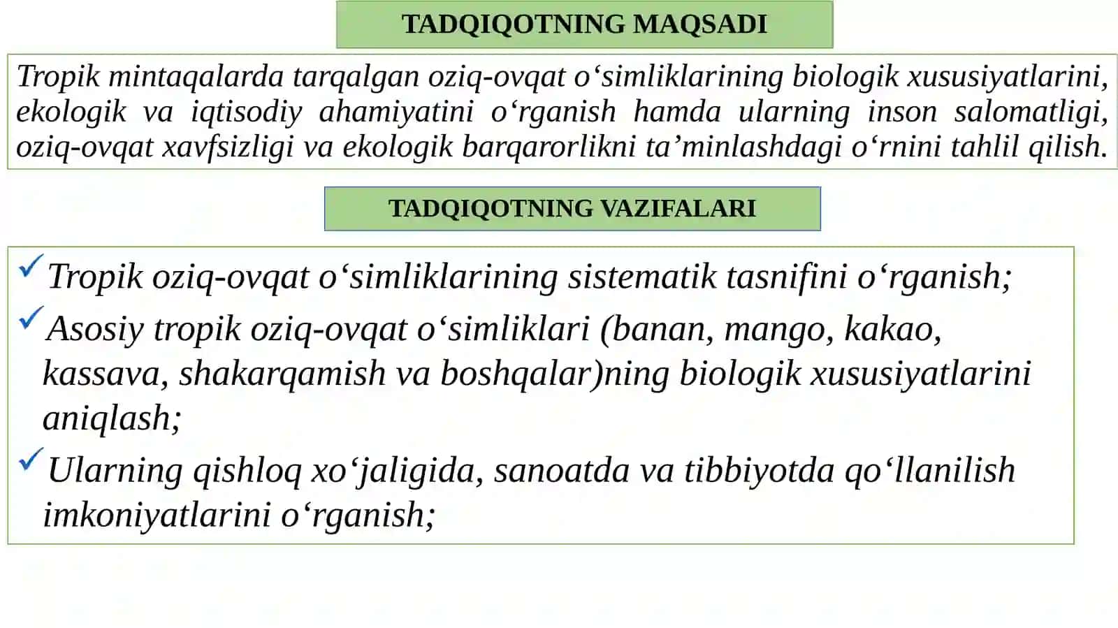 TROPIKLARDA TARQALGAN OZIQ OVQAT O’SIMLIKLARI 4