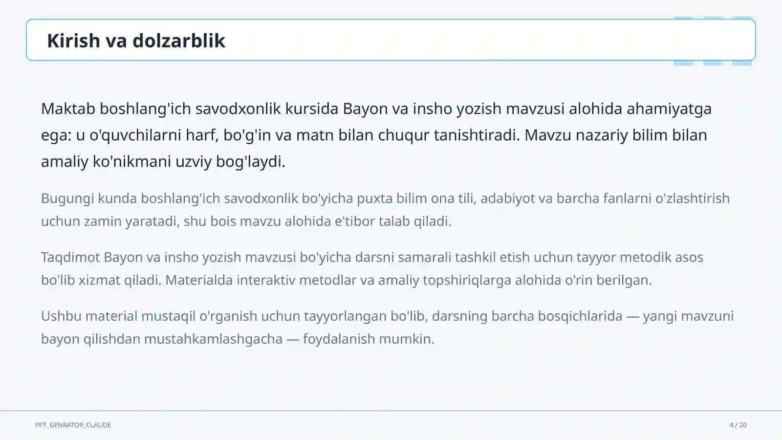 Bayon va insho yozish (4-sinf) 4