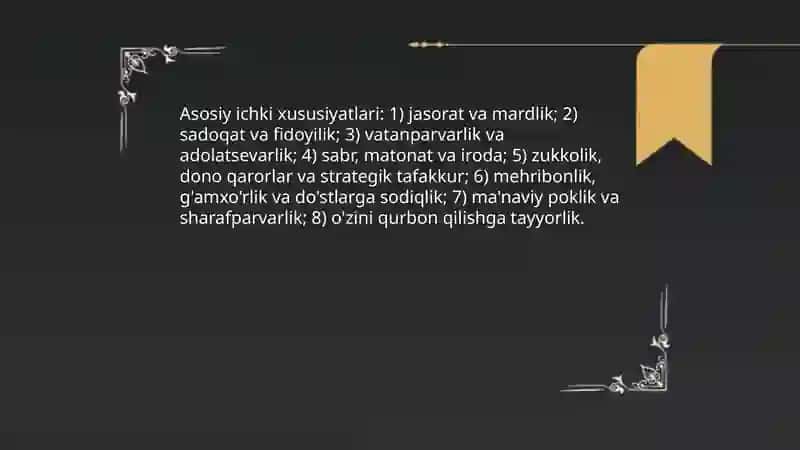 Alpomis dostonida dagi qahramonlarga tavsif 4