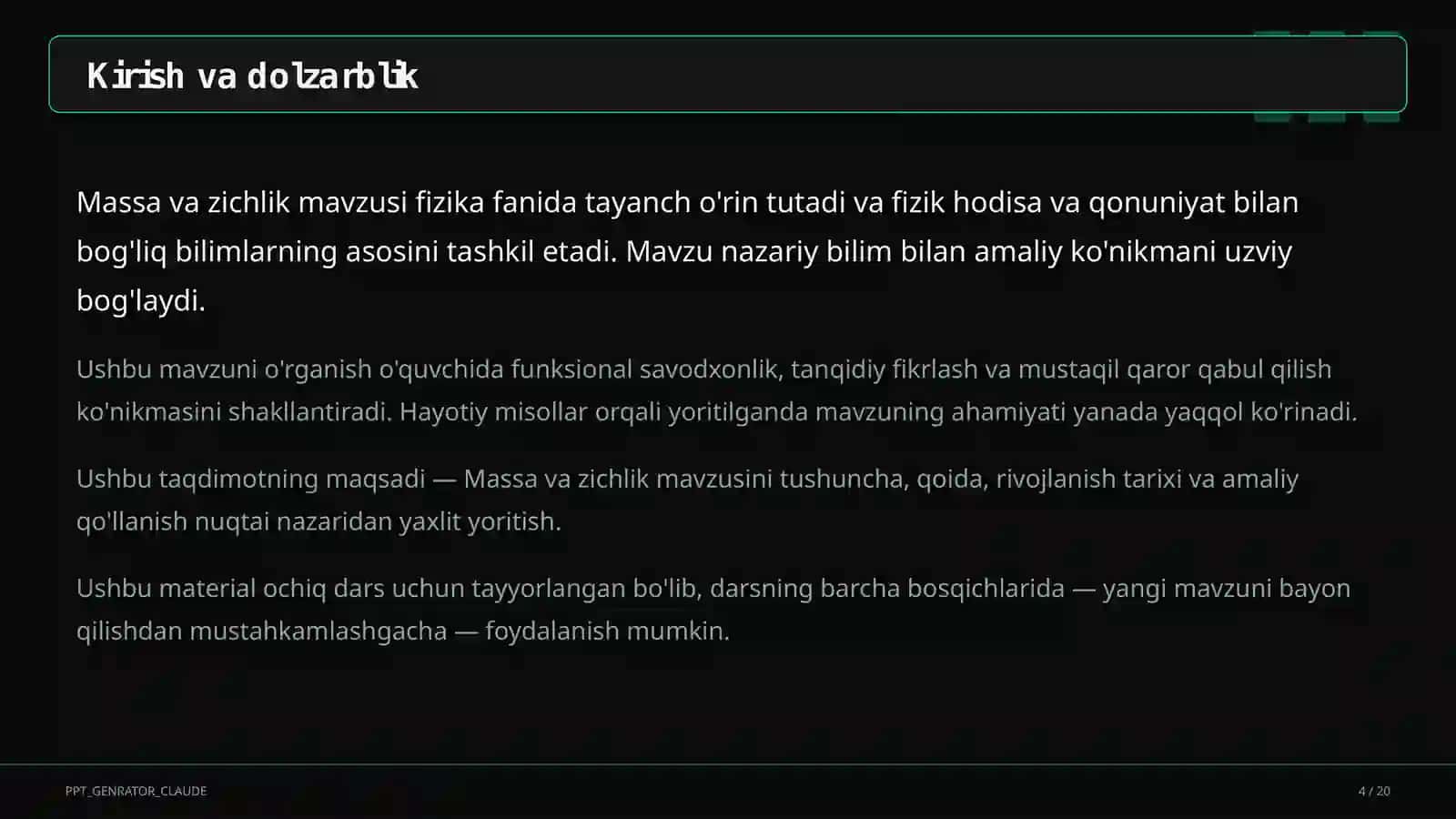Massa va zichlik (6-sinf) 4