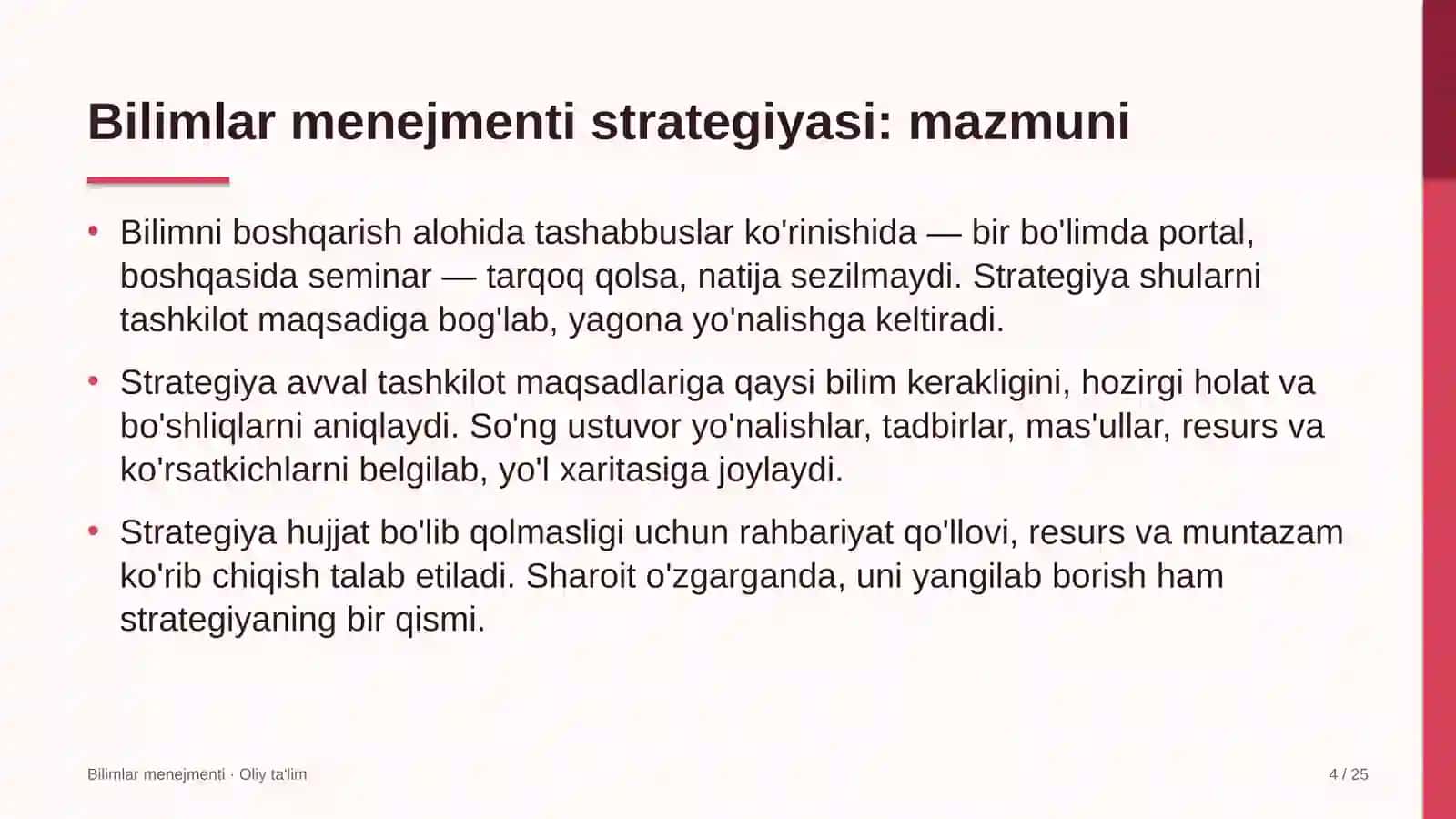 Ko'p qavatli uylar qurilishida bilimlar menejmenti strategiyasini ishlab chiqish 4