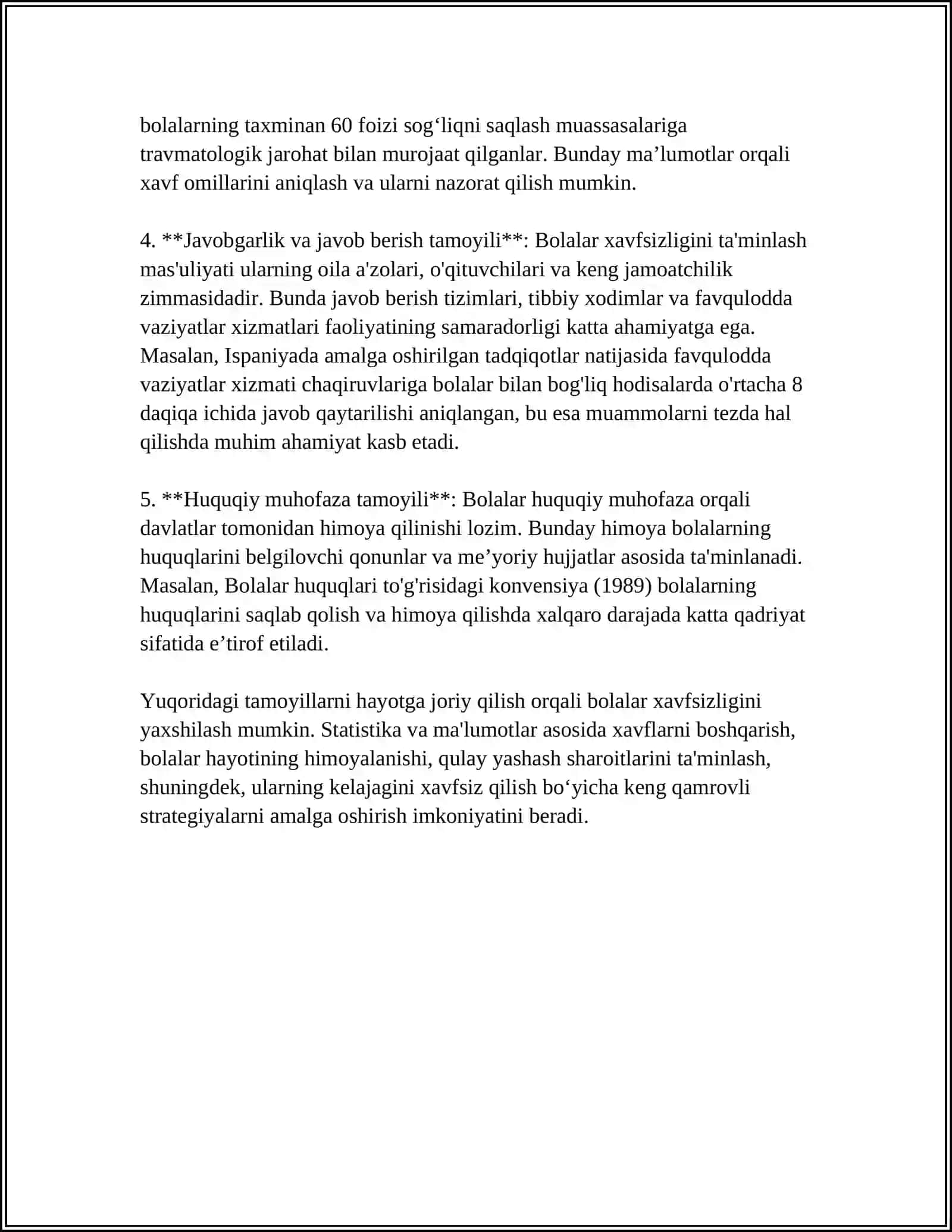 BOLALAR XAVFSIZLIGINI BOSHQARISH BOʻYICHA OʻQUV MATERIALLARINI ISHLAB CHIQARISH 4