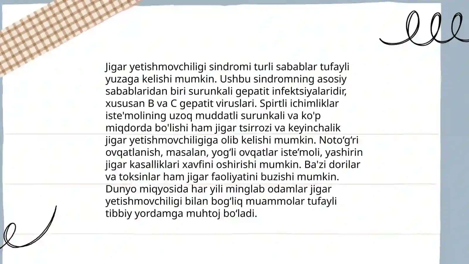 Jigar yetishmovchiligi sindromi 4