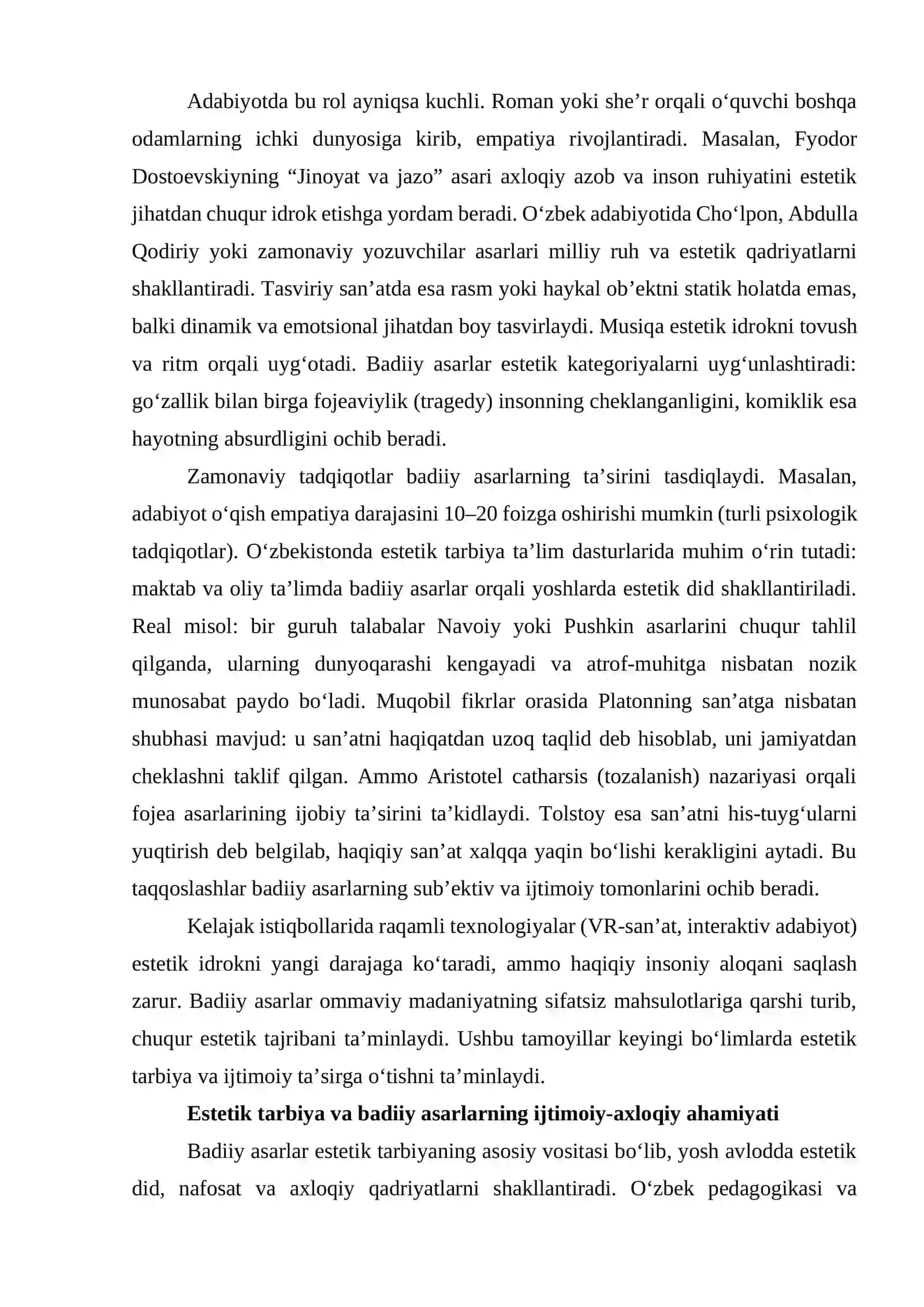 Dunyoni estetik idrok etishda badiiy asarlarning ahamiyati 4