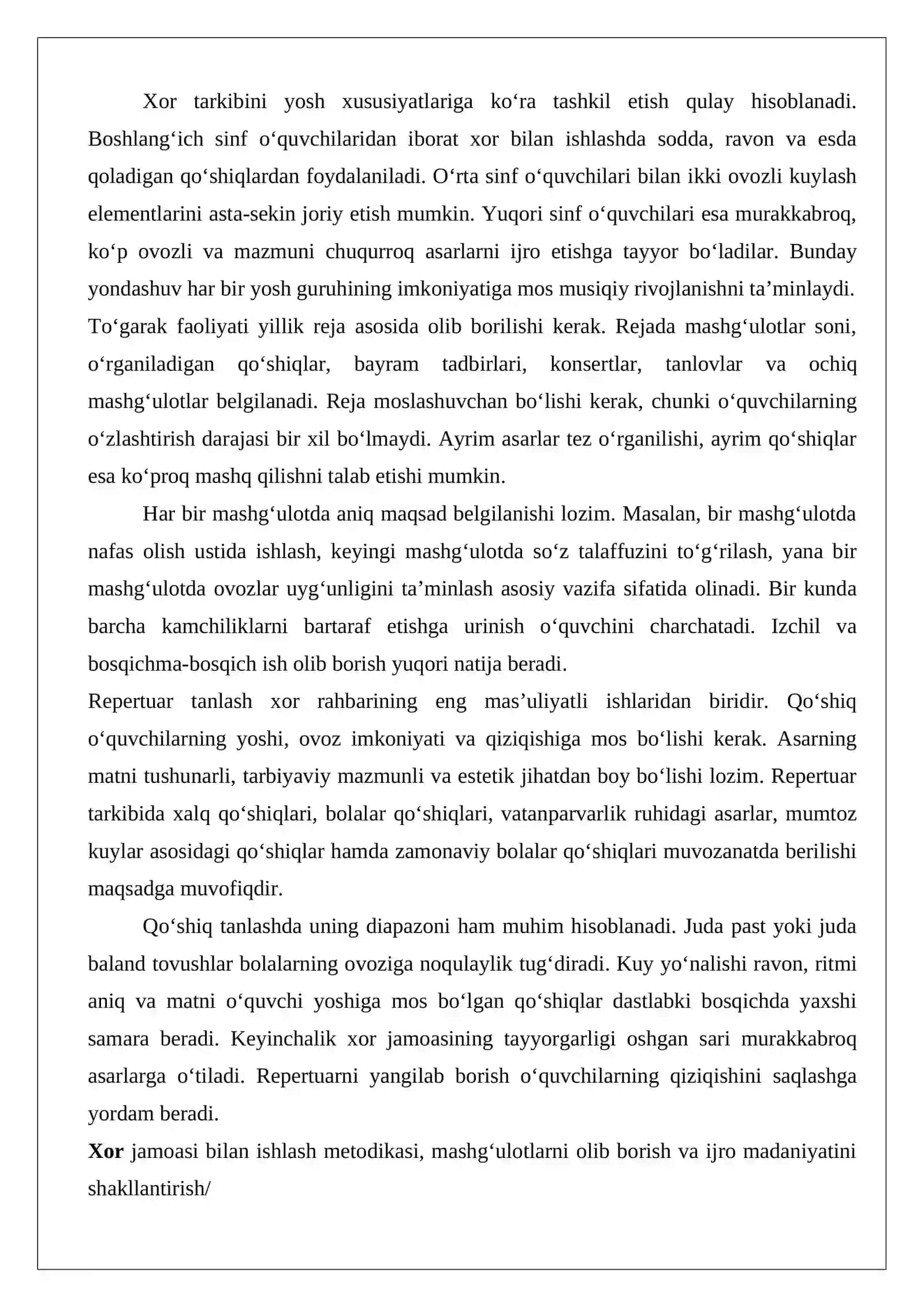Xor to‘garagini tashkil etish va xor bilan ishlash metodikasi 4