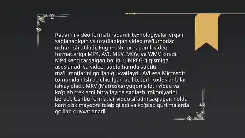 Video fayllar turlari 4