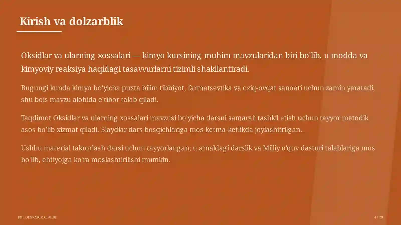 Oksidlar va ularning xossalari (8-sinf) 4
