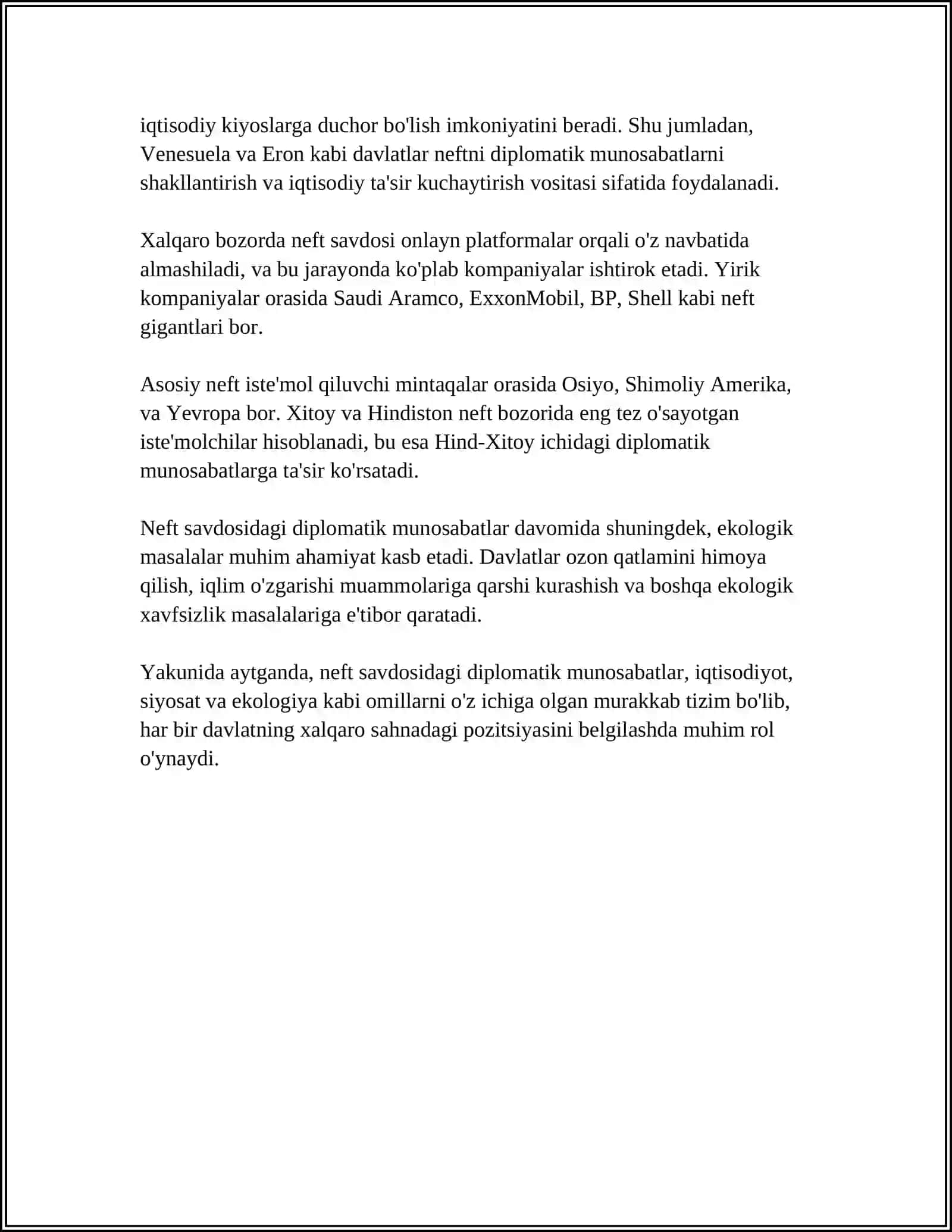 MUSTAQIL ISH Mavzu: OILADAGI MUNOSABATLAR 4