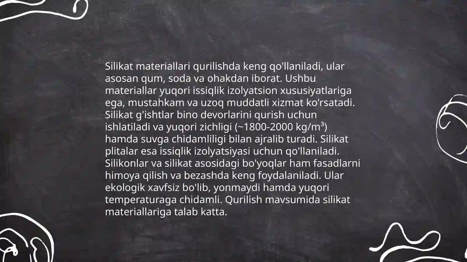 Silikat buyumlari va materiallarining tavsifi. Ularning xalq xo‘jaligidagi ahamiyati 4