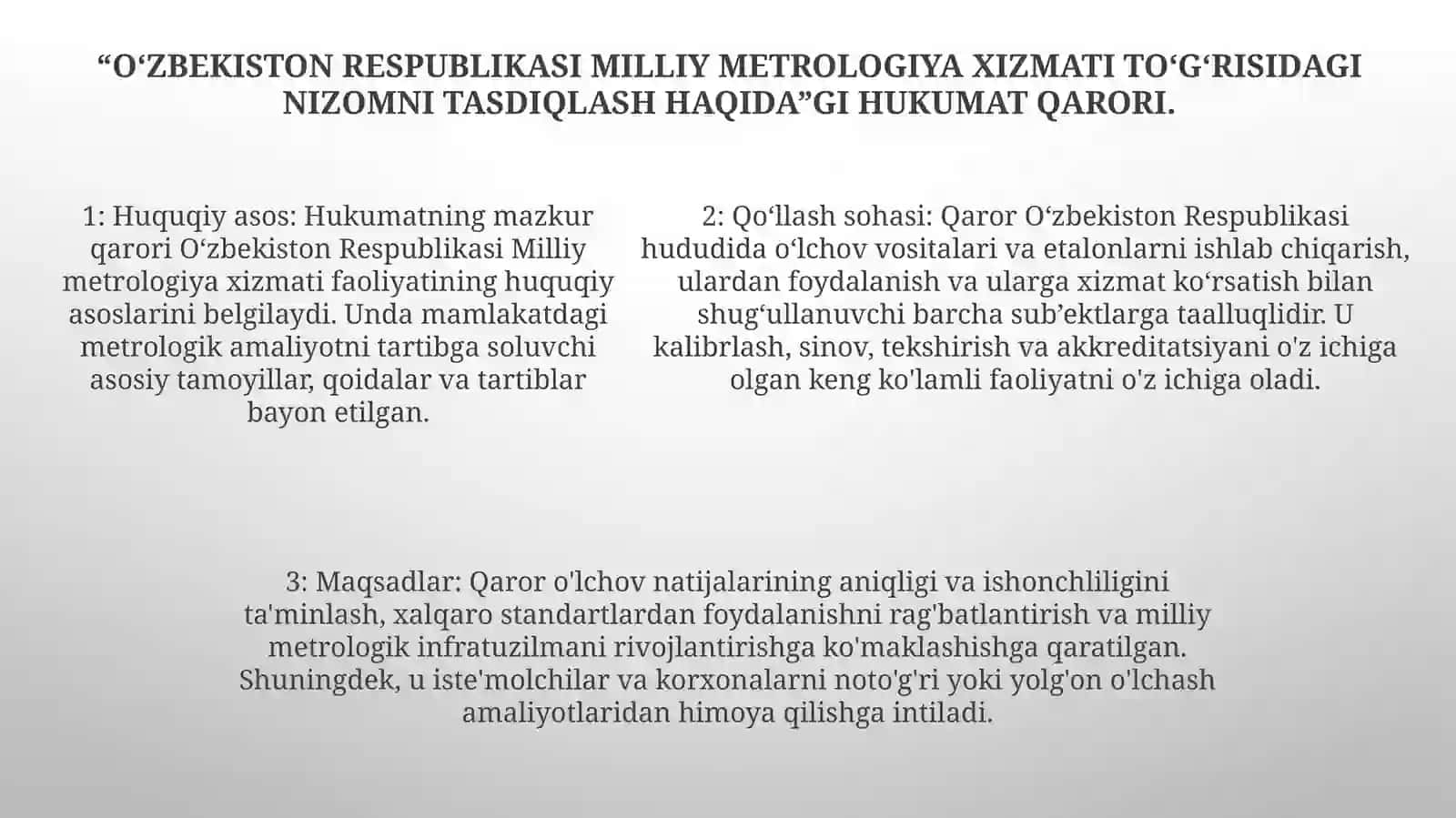 Òzbekiston Respublikasida Metrologik FaoliyatningQonuniyAsoslari 4