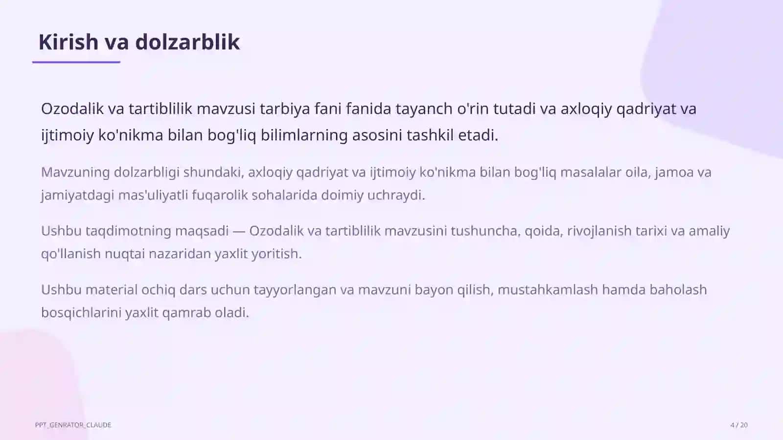 Ozodalik va tartiblilik (1-sinf) 4