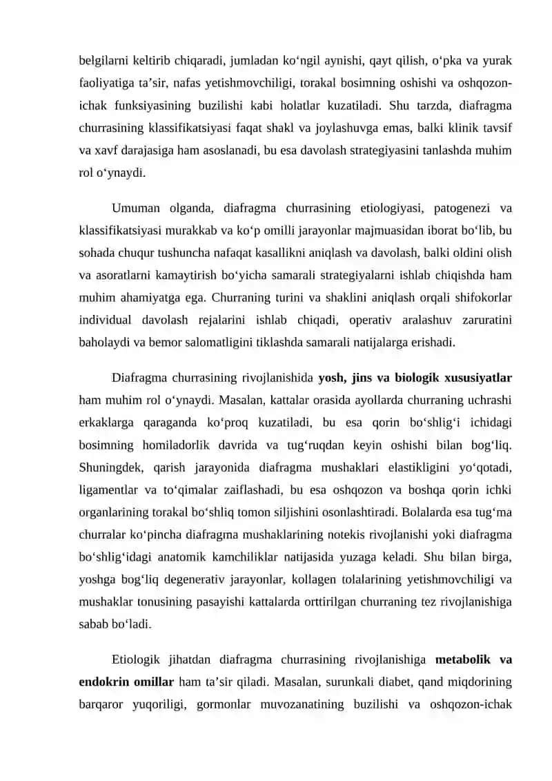 Diafragma churrasi etialogiyasi patogenezi klasfikatsiyasi operativ davolash 4