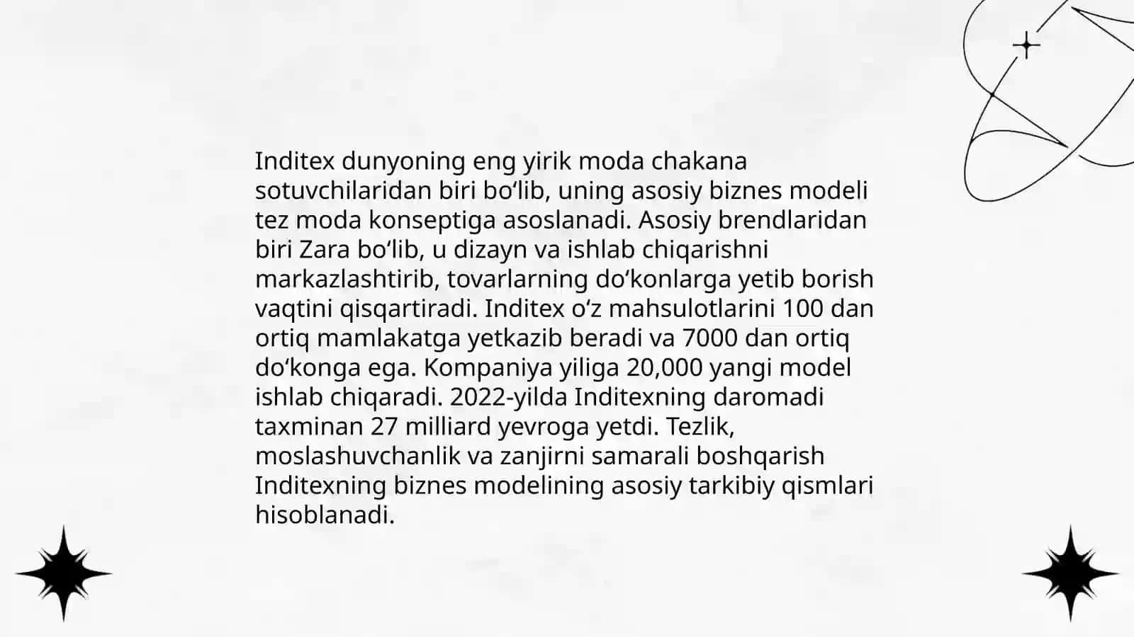 Inditex kompaniyasi va O’zbekistonda qo’llanilishi 4