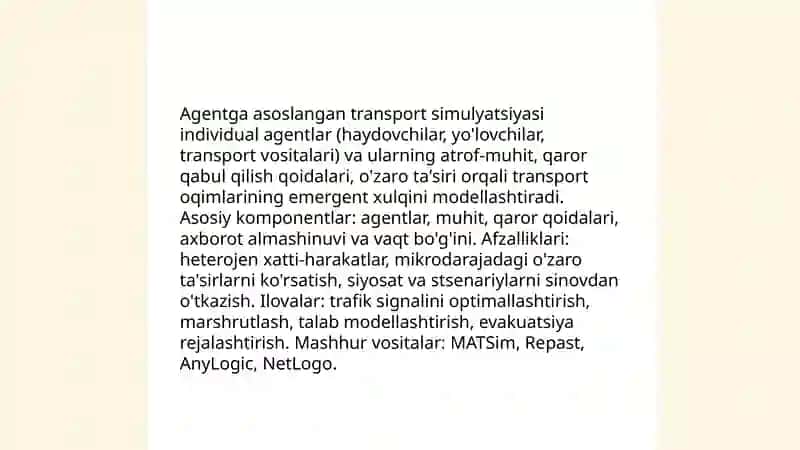 Transport oqimlarini modellashtirishuvchi dasturiy ta'minotlar 4
