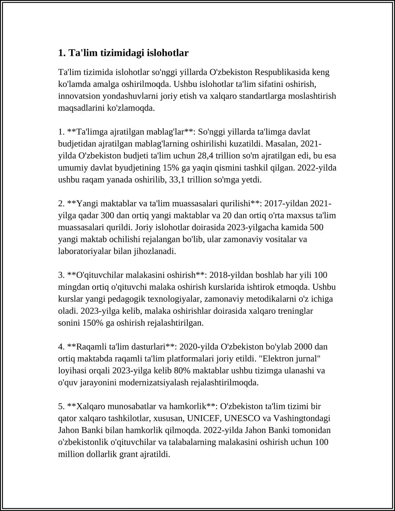 O‘zbekiston Respublikasida Ijtimoiy Sohadagi O'zgarishlar 4