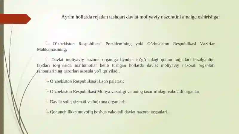 Moliyaviy nаzorаtning amalqilish sohalari 4