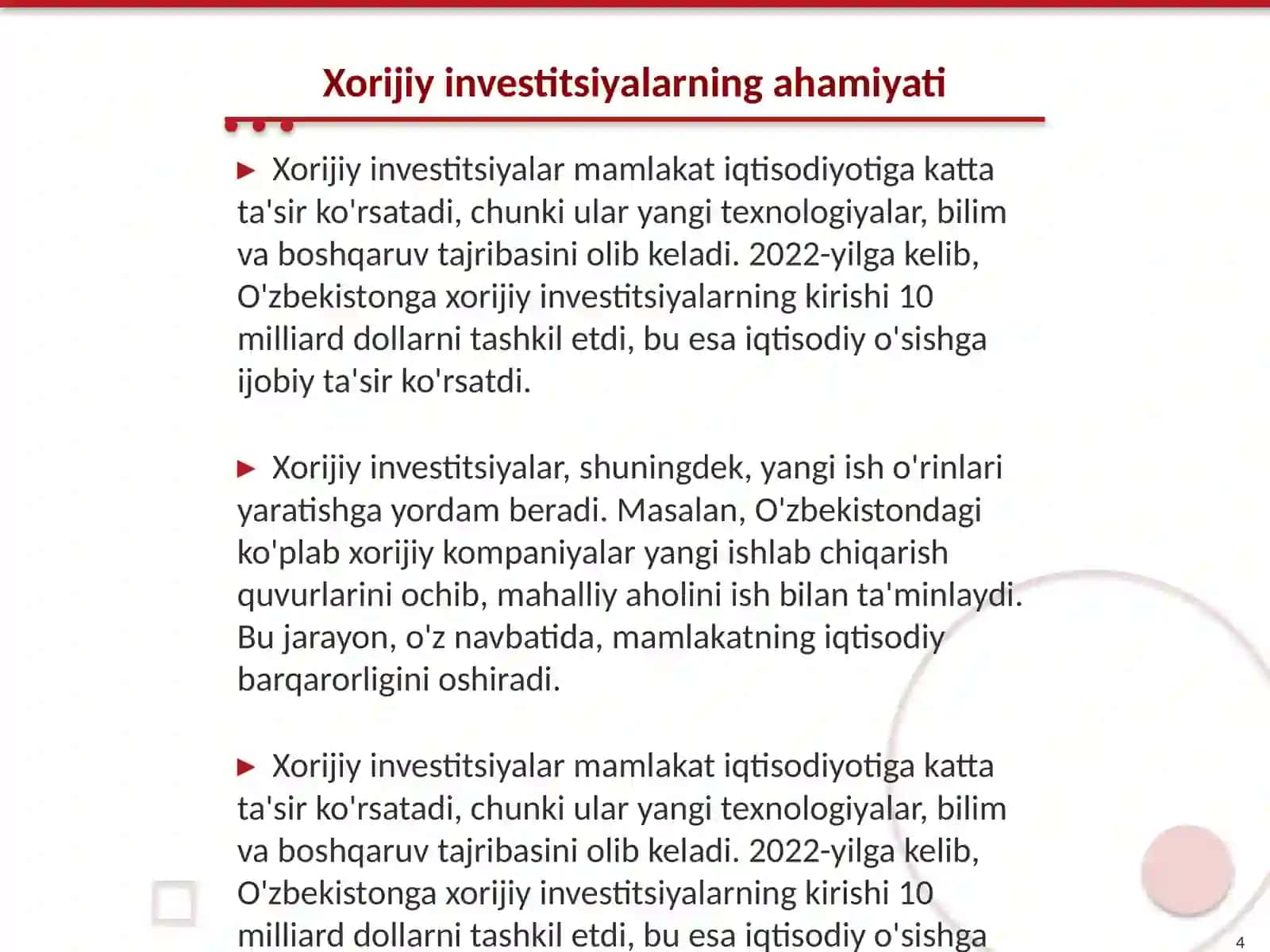 Xalqaro kreditlar va xorijiy investitsiyalar 4