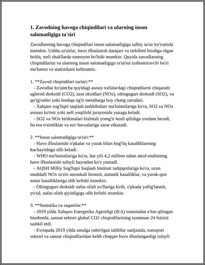 NAVPROMLITMASH ZAVODINING EKOLOGIYA, ODAM SALOMATLIGI, YER, SUVGA ZARARLARI VA ZARARLARNI OLDINI OLISH 4