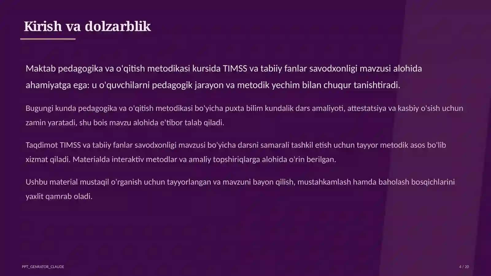 TIMSS va tabiiy fanlar savodxonligi 4