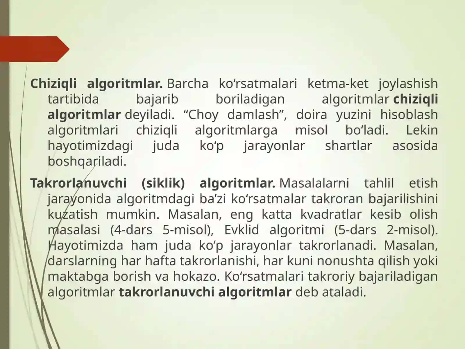 Chiziqli algoritmlar 4