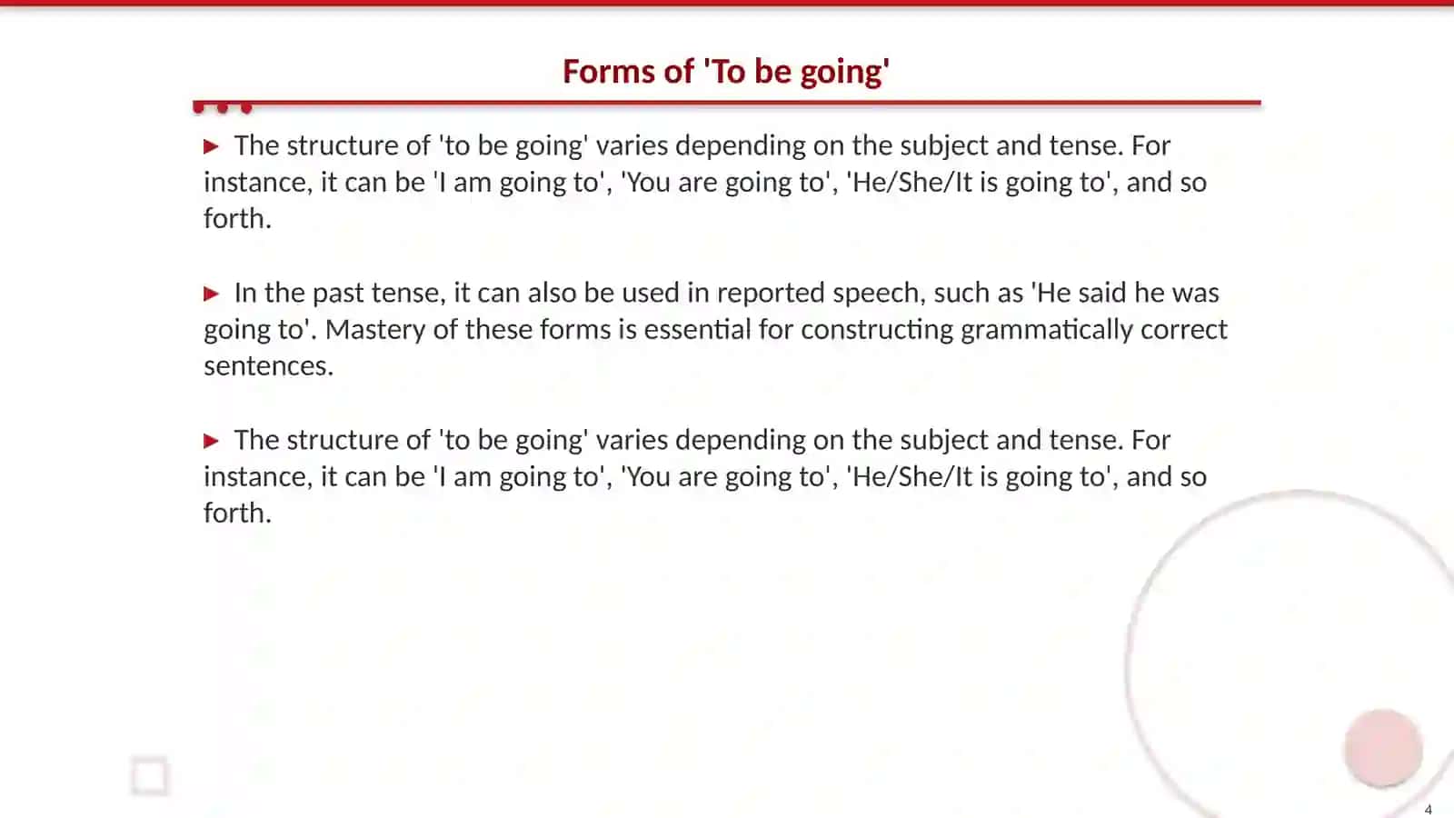 Grammer To.be going 4