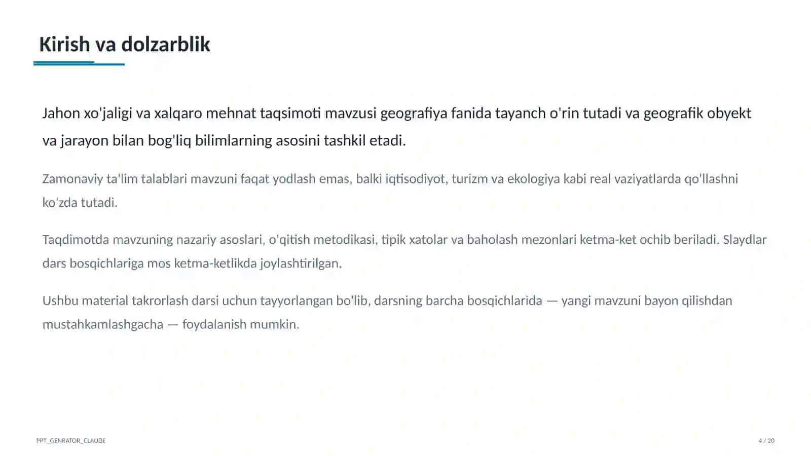 Jahon xo'jaligi va xalqaro mehnat taqsimoti (10-sinf) 4