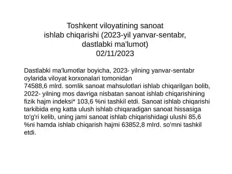 Toshkent Viloyati Sanoati 4