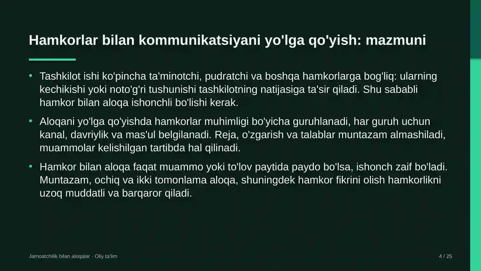 distribyutorlik kompaniyalarida hamkorlar bilan kommunikatsiyani yo'lga qo'yish 3360 4