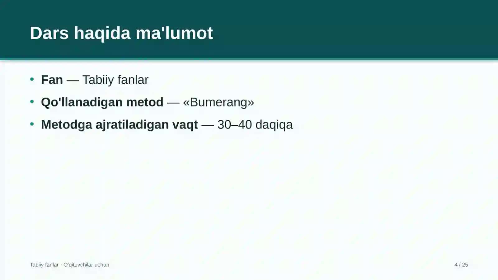 tabiiy fanlar darslarida bumerang metodidan foydalanish 7265 4