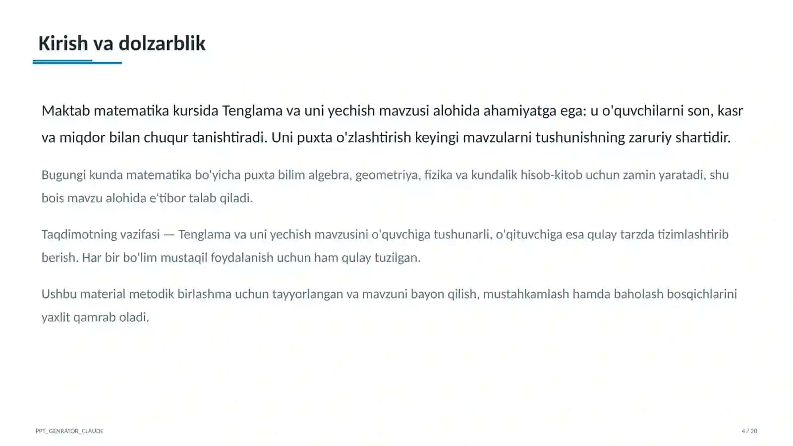 Tenglama va uni yechish (5-sinf) 4