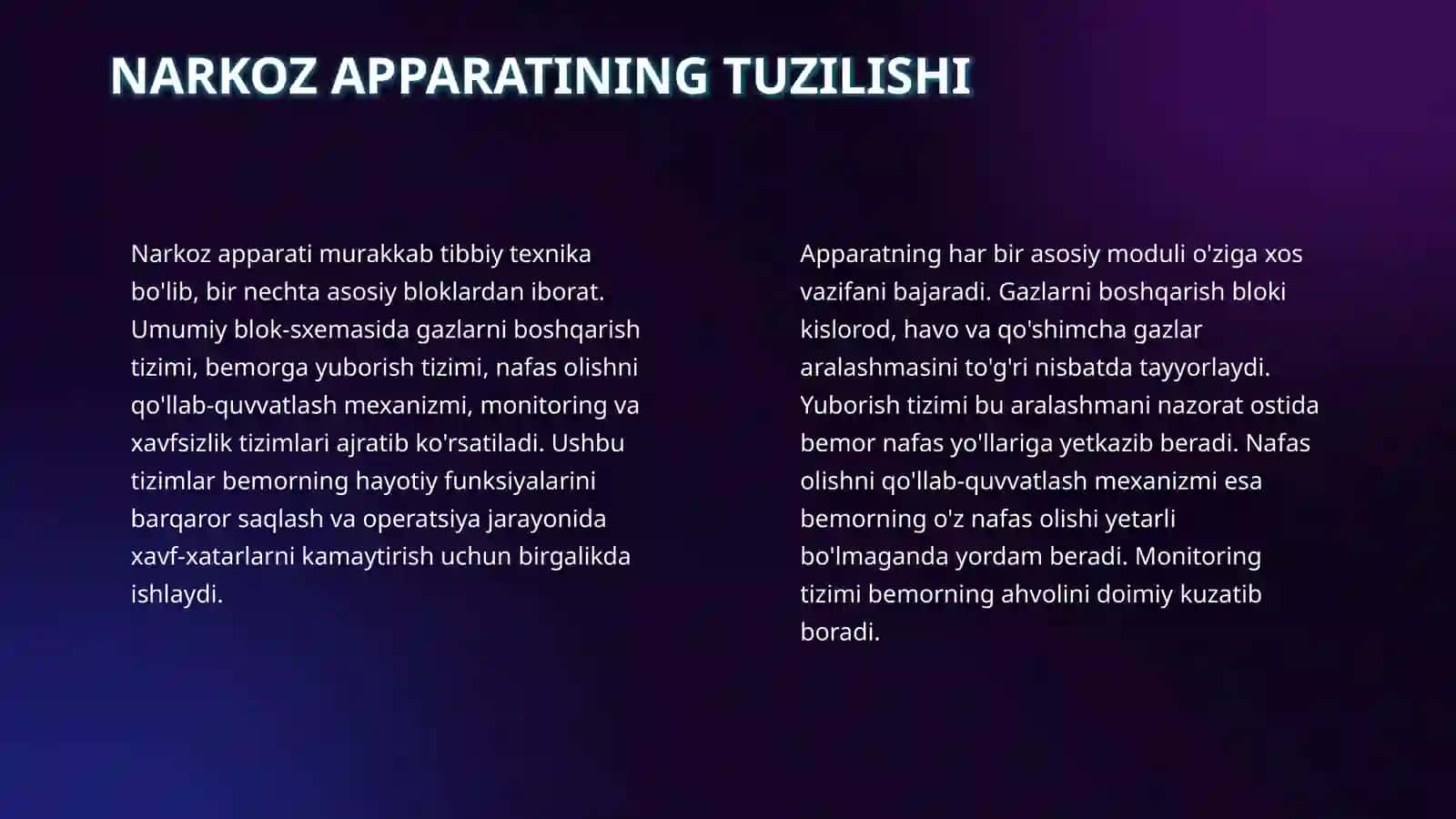 Narkoz apparati, uning asosiy qismlari. 4