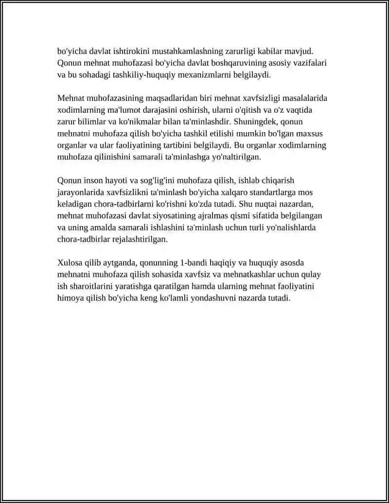 O‘zbekiston Respublikasining "Mehnatni Muhofaza Qilish To‘g‘risida"gi Qonuni 4