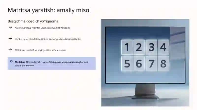 Mathcad dasturida Matritsa ustida amallarni hisoblash 4