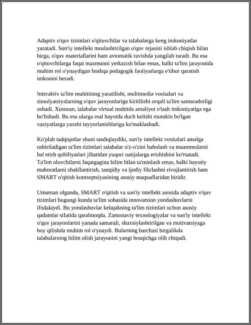 SMART o'qitish va sun'iy intellekt asosida adaptiv o'quv tizimlari 4