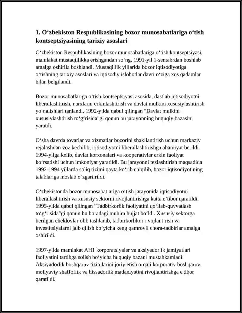 O'ZBEKISTON RESPUBLIKASINING BOZOR MUNOSABATLARINING UTISH KONSEPSIYASI 4