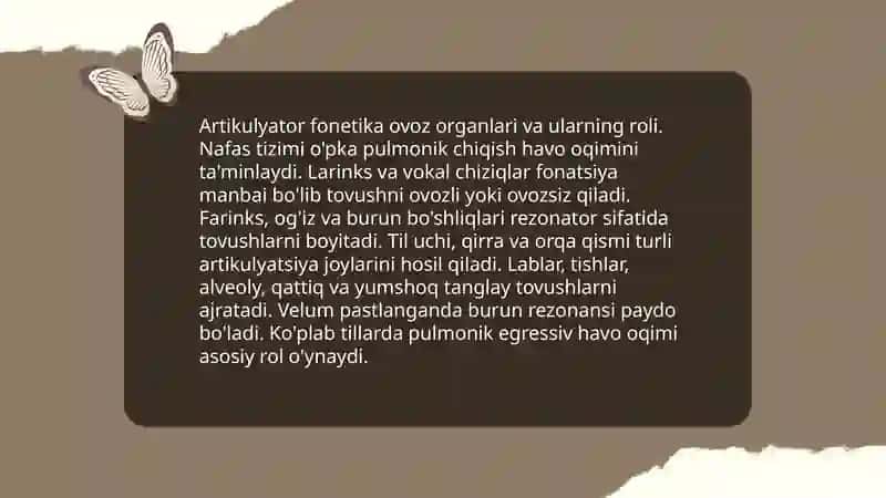 Fonetika haqida umumiy ma'lumot. Hozirgi zamon ona tilisining fonetik va fonologik tizimi. 4