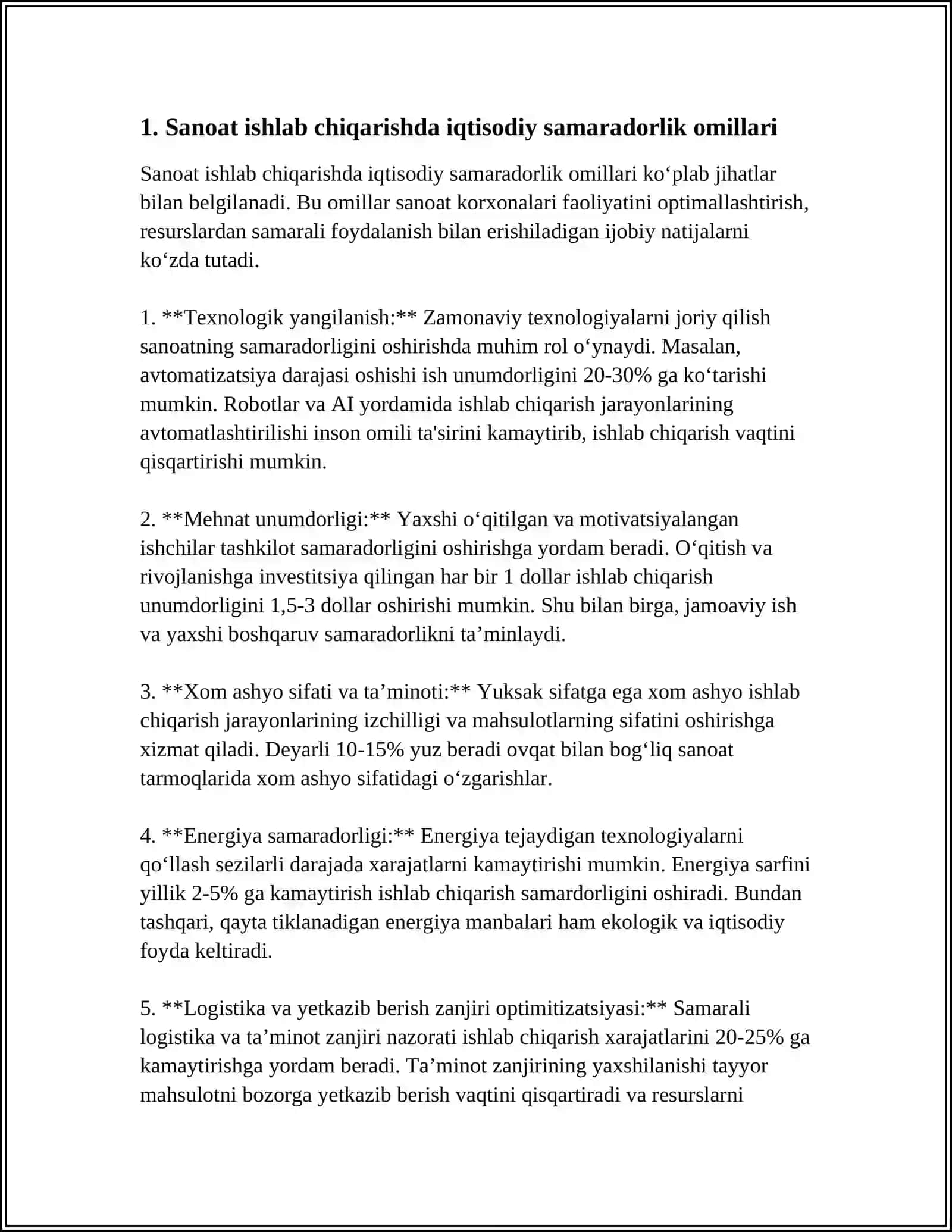 Sanoat ishlab chiqarishning iqtisodiy va ijtimoiy samaradorligi 4