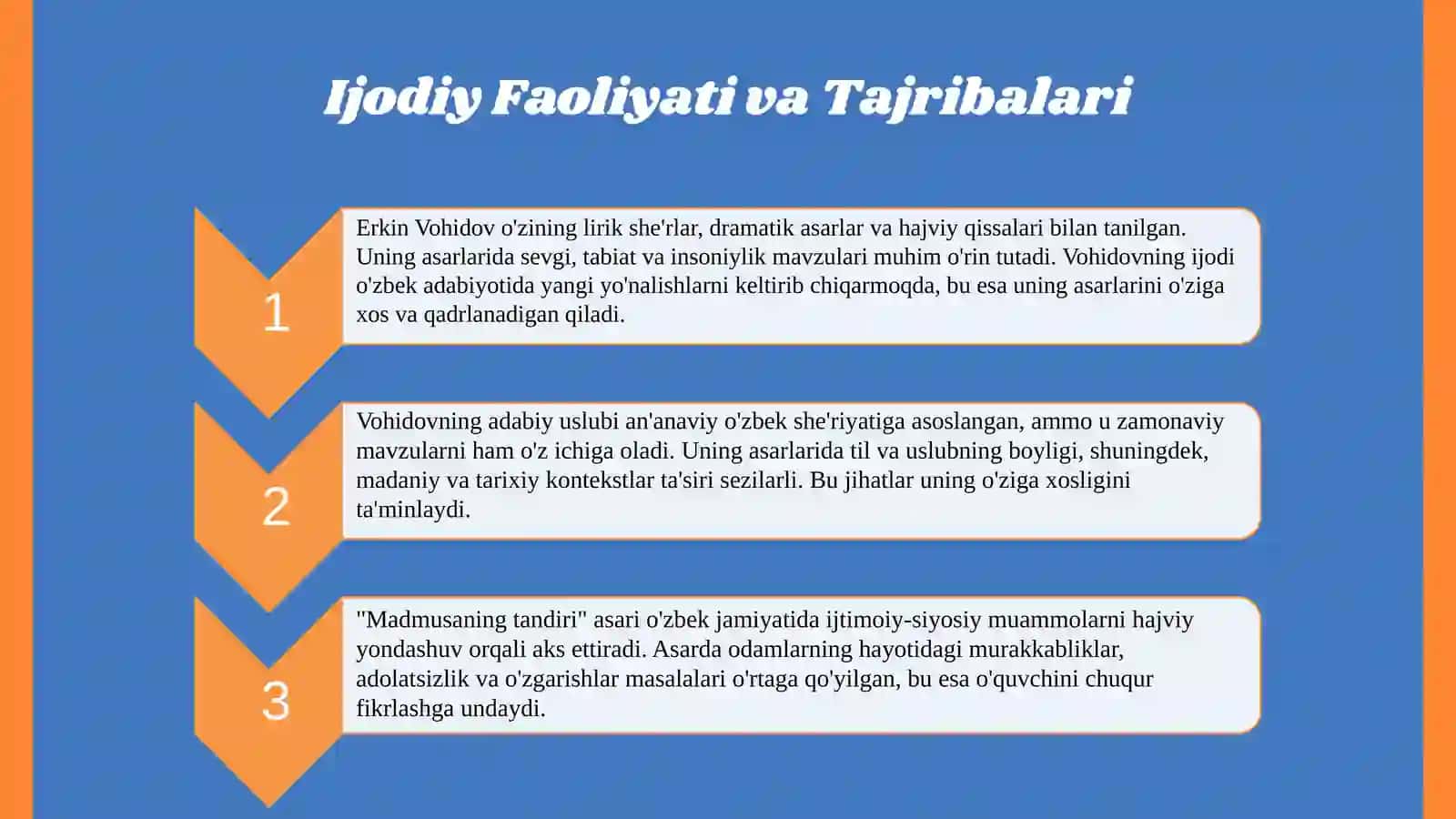 Erkin Vohidov hayoti va ijodi. Madmusaning tandiri hajviyoti 4