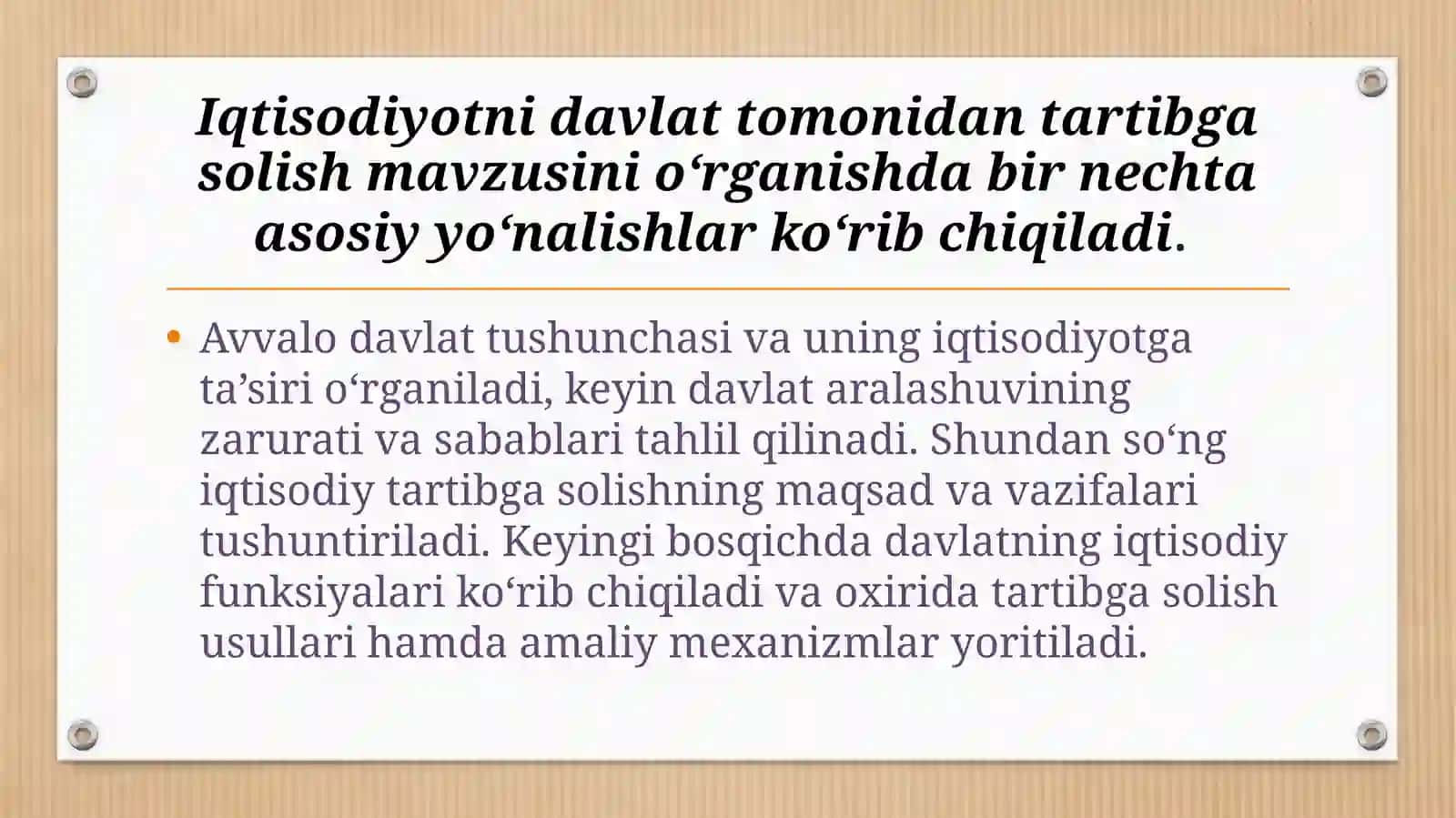 Iqtisodiyot nazariyasi fanidan tayyorlagan Taqdimoti 4