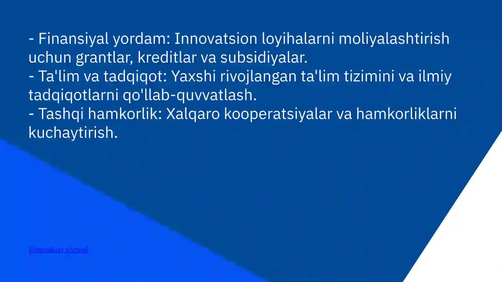 Innovation siyosat va innovatsion ekosistema 4