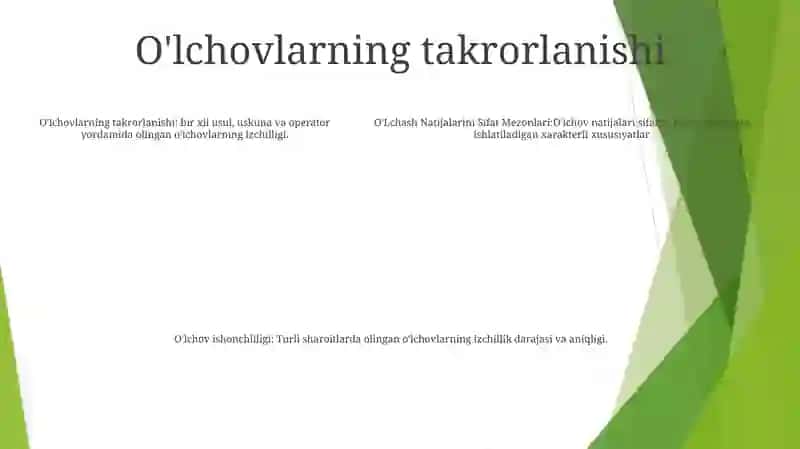 OʻLchash Natijalarini Sifat Mezonlari 4