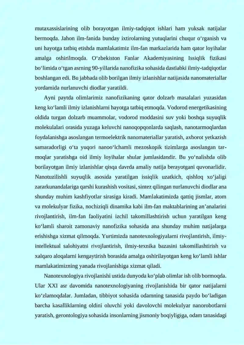 Nanotexnologiyalar rivojlanishining iqtisodiyotdagi o‘rni va ahamiyati 4