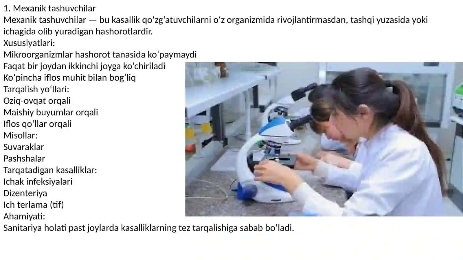 Tibbiyotda ahamiyatga ega bo`lgan hashorotlar, suvaraklar,qandalalar,bitlar ,burgalar 4