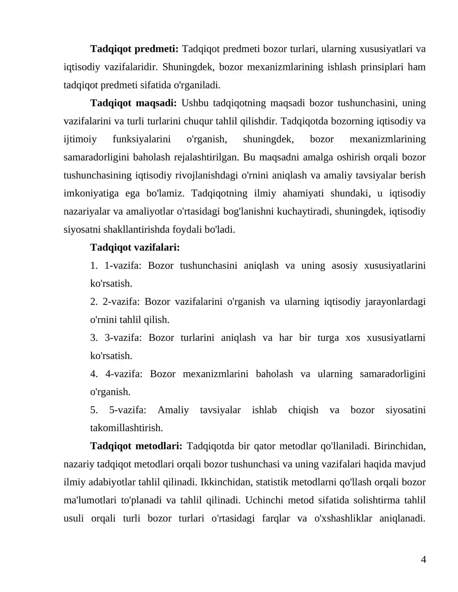 Bozor tushunchasi uning vazifalari va bozor turlari 4