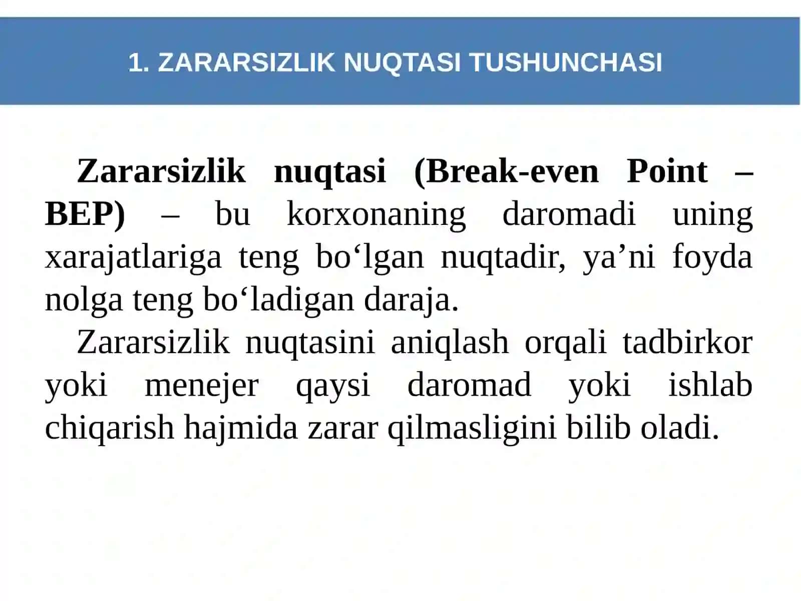 Zararsizlik nuqtasi tahlili 4
