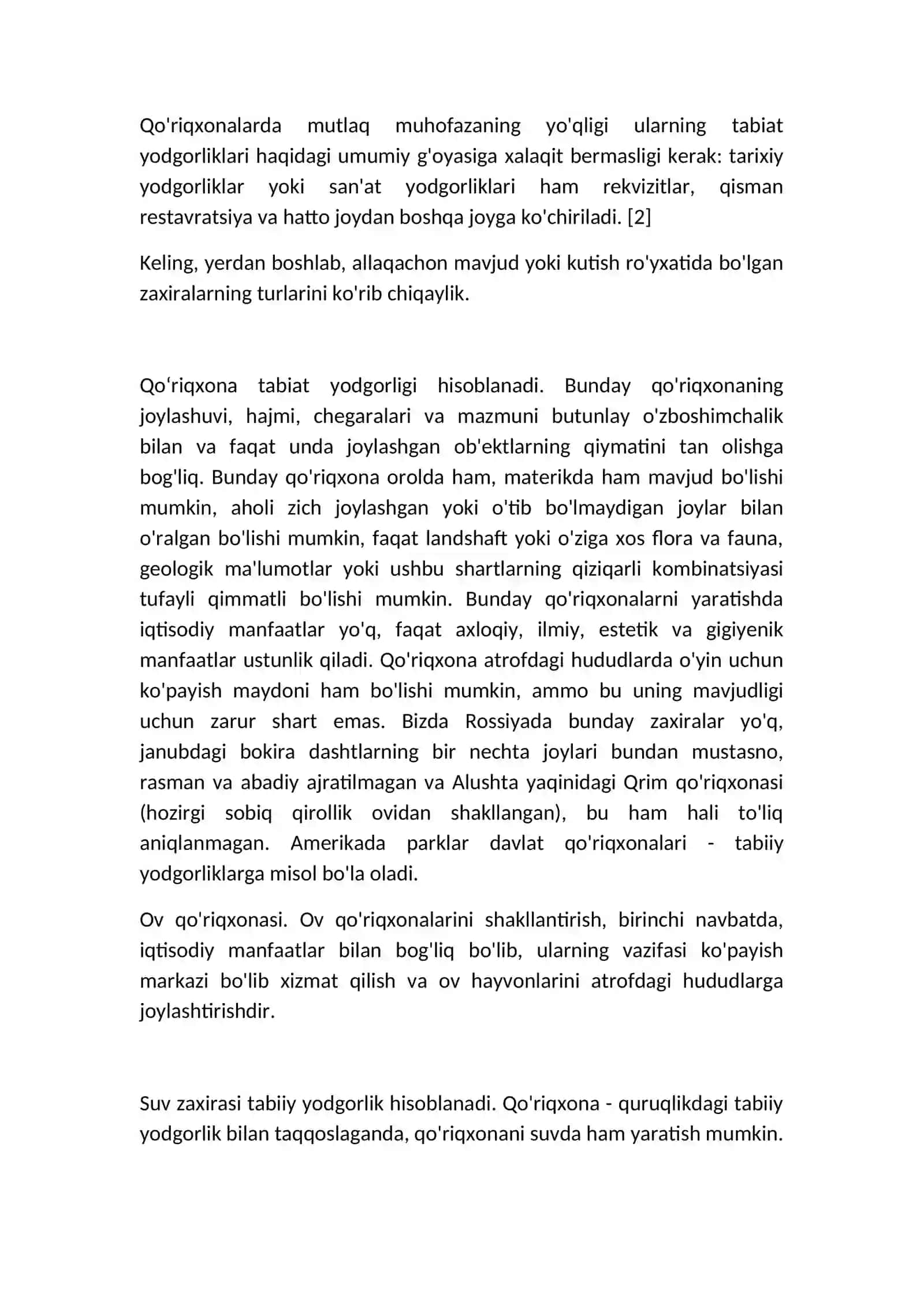 Qo'riqxonalarni tashkil etish va ularning faoliyatini o'rganish 4