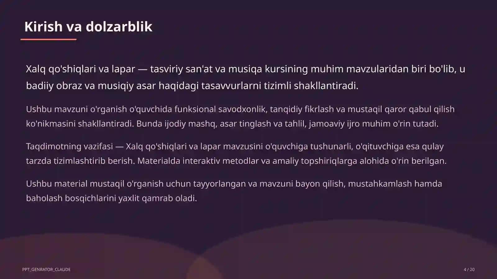 Xalq qo'shiqlari va lapar (3-sinf) 4