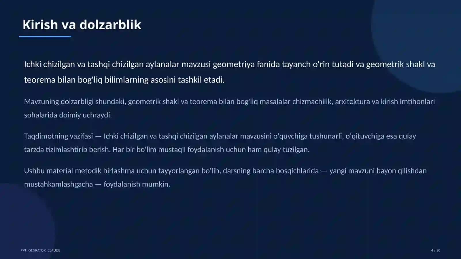 Ichki chizilgan va tashqi chizilgan aylanalar (8-sinf) 4