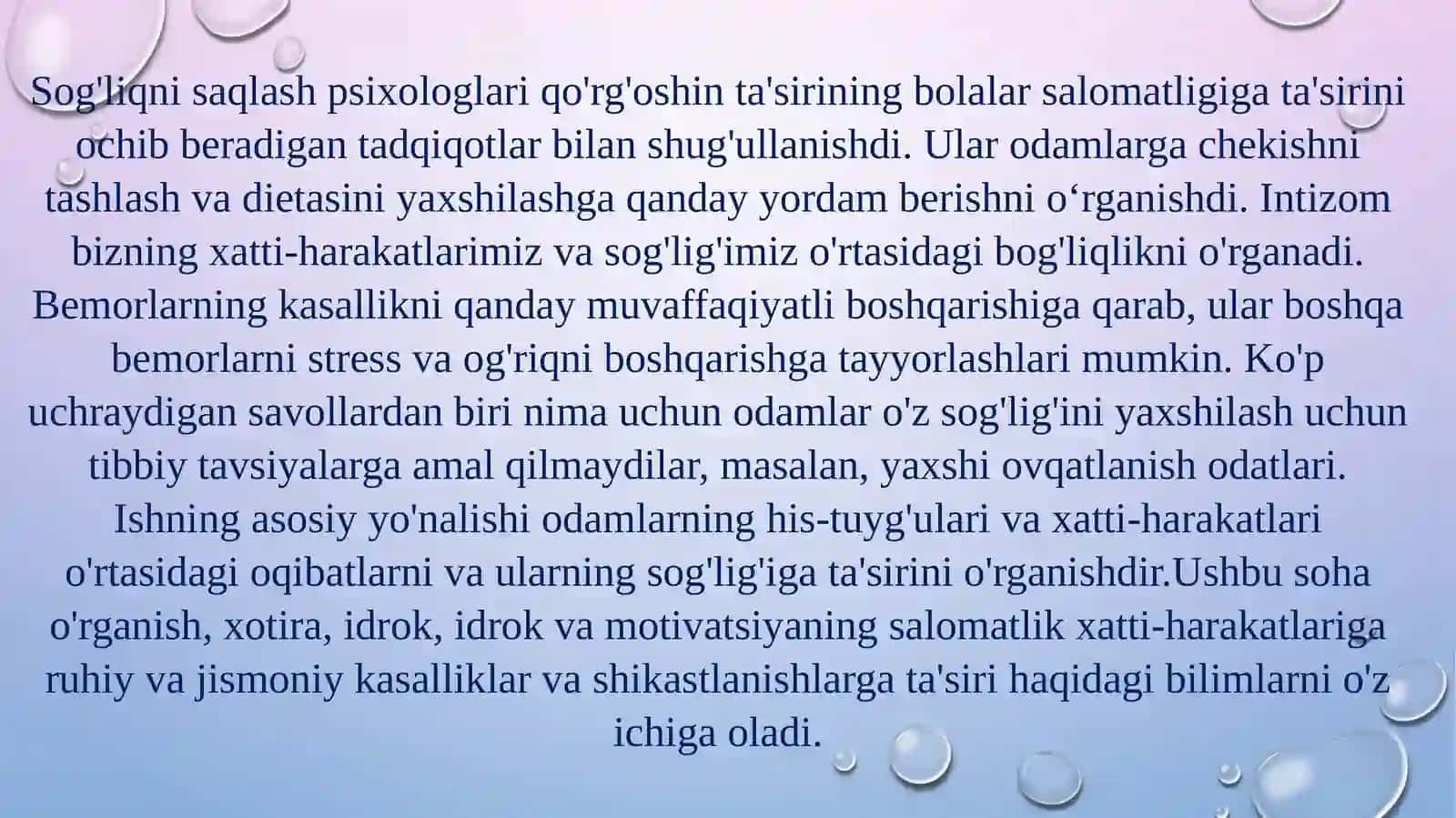 Sog'liqnisaqlash psixologi sifatida o'qitish va ishlash 4