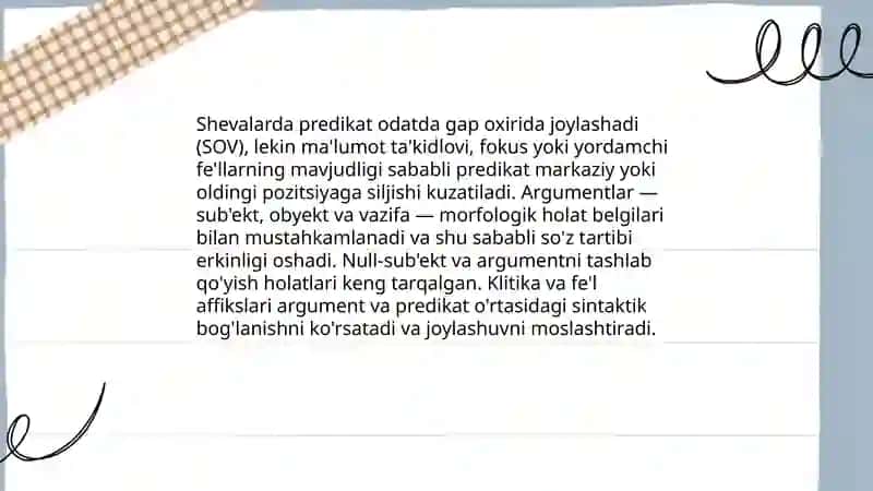 Shevalarning sintaktik xususiyatlari 4